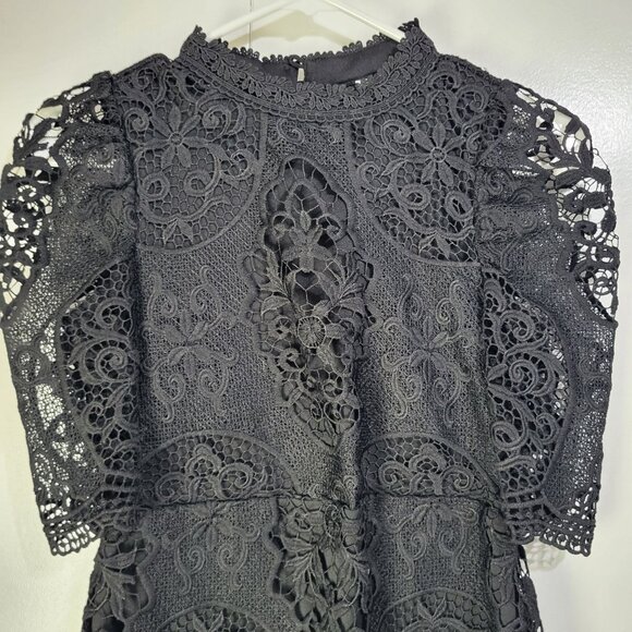 gb Girls Embroidered Lace Mini Dress Black Whimsigoth Grunge Halloween SZ 12 - Picture 2 of 11